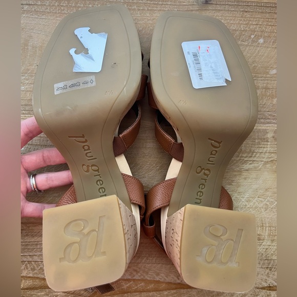 New Paul Green Tina Women's Wedge Sandal in Cognac Size 7 - Picture 9 of 11